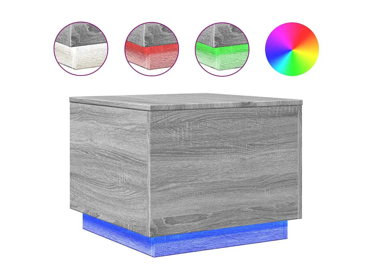 Table basse avec lumières LED sonoma gris 50x50x40 cm