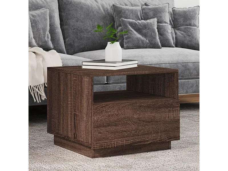 Mesa de centro com luzes LED 50x49x40 cm carvalho castanho