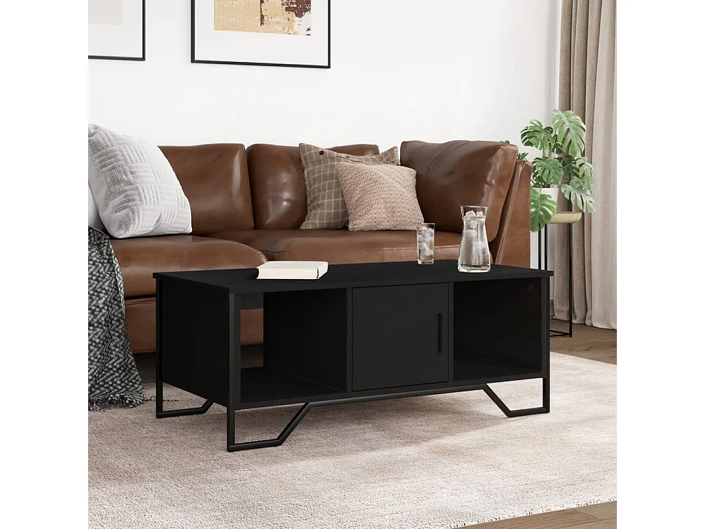 Mesa de centro madera de ingeniería negro 100x51x40 cm