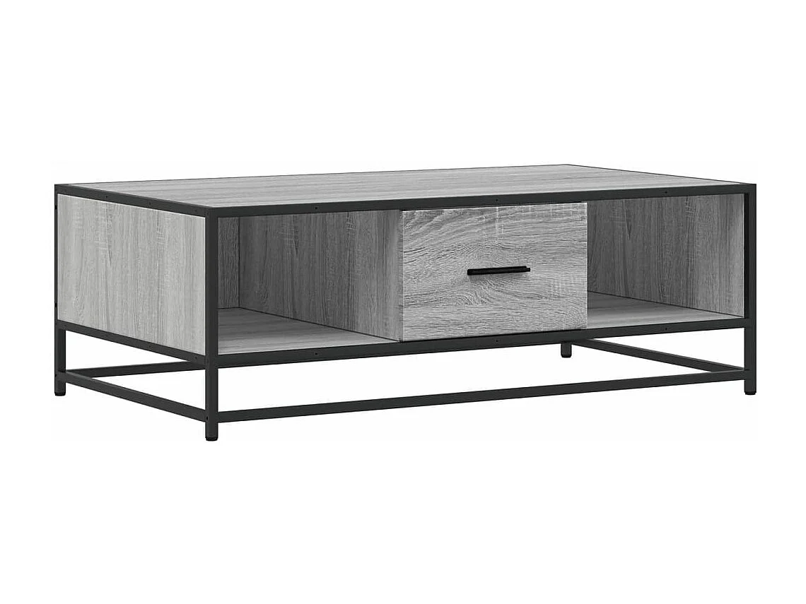 Tavolino Grigio Sonoma 100x57x35 cm Legno Multistrato e Metallo