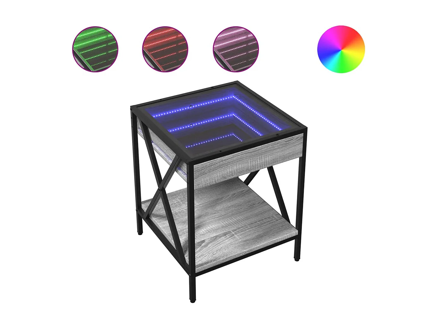 Mesa de centro con Infinity LED gris Sonoma 40x40x49 cm