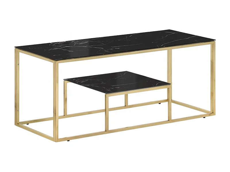 Mesa de centro dorada acero inoxidable y vidrio templado