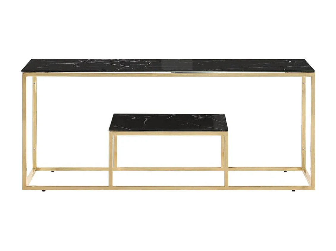 Mesa de centro aço inoxidável e vidro temperado dourado