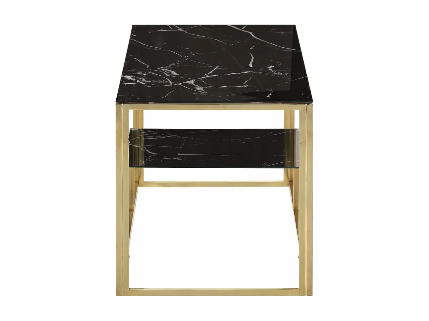 Mesa de centro aço inoxidável e vidro temperado dourado