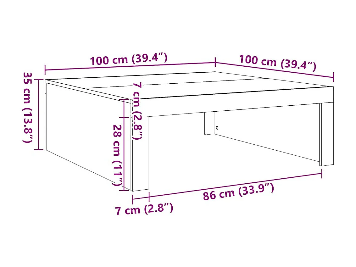 Table basse Chêne sonoma 100x100x35 cm Bois d'ingénierie