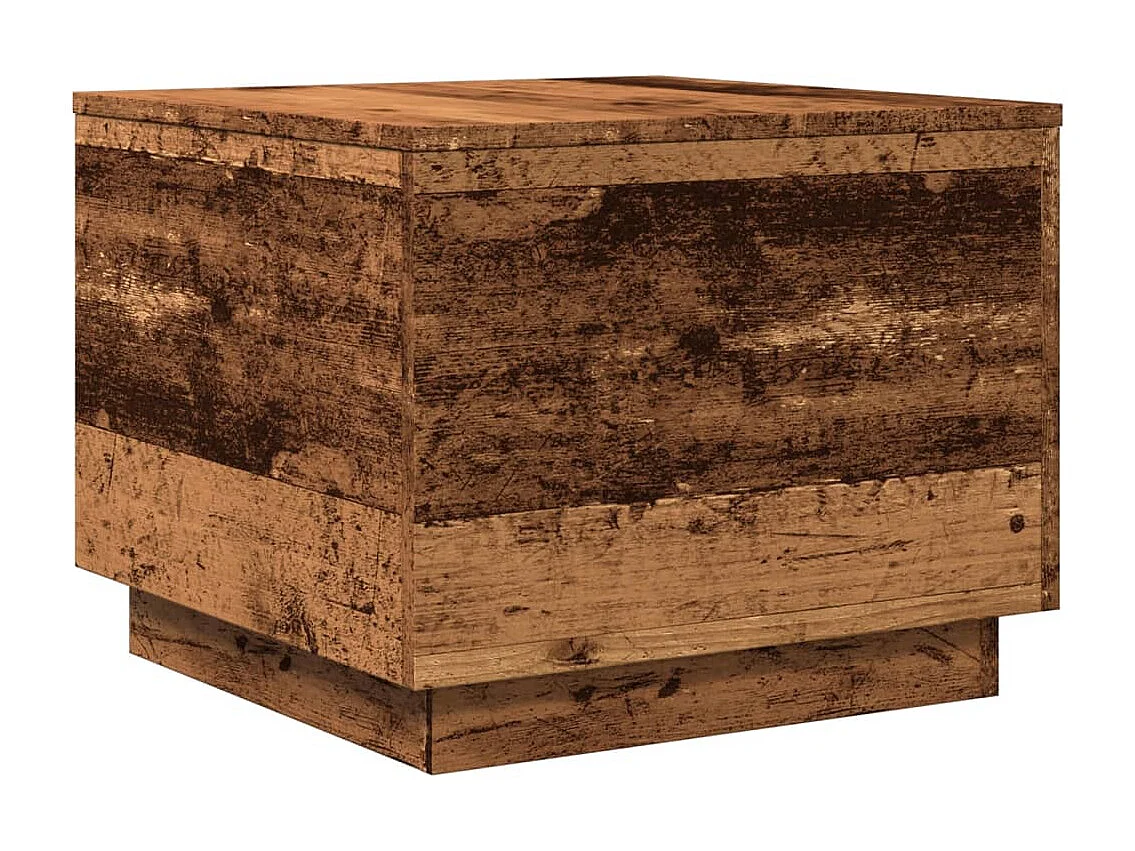 Table basse avec lumières LED vieux bois 50x50x40 cm