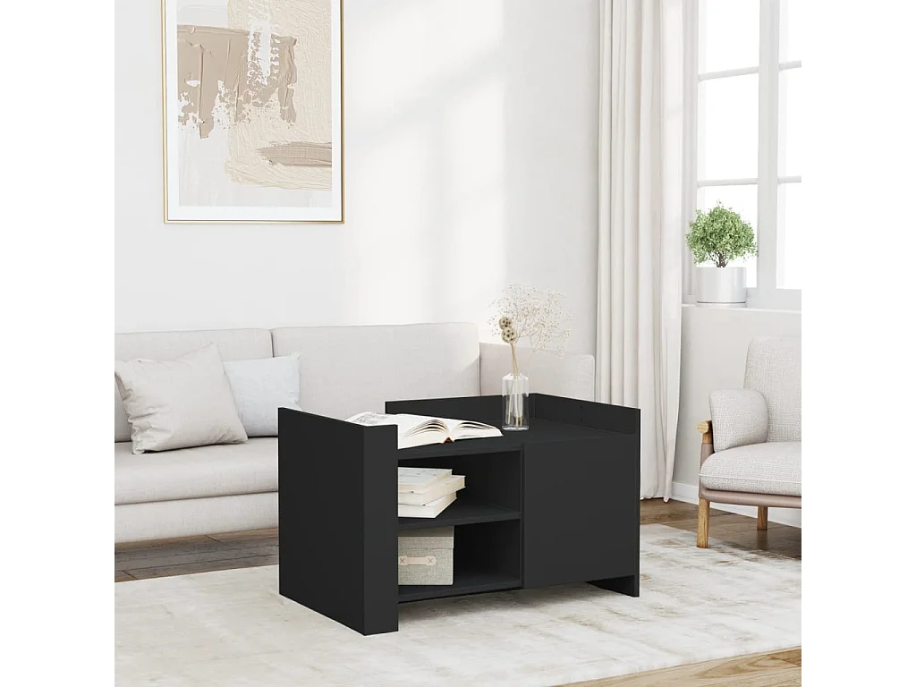 Table basse noir 80x50x50 cm bois d'ingénierie