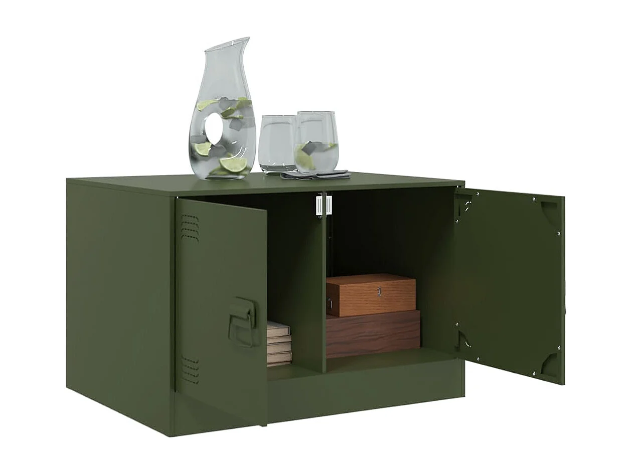 Mesa de centro 67x50x44 cm aço verde azeitona