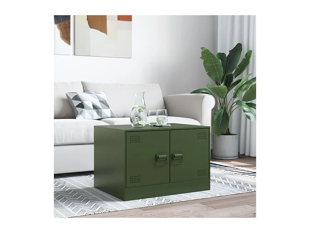 Salontafel 67x50x44 cm staal olijfgroen