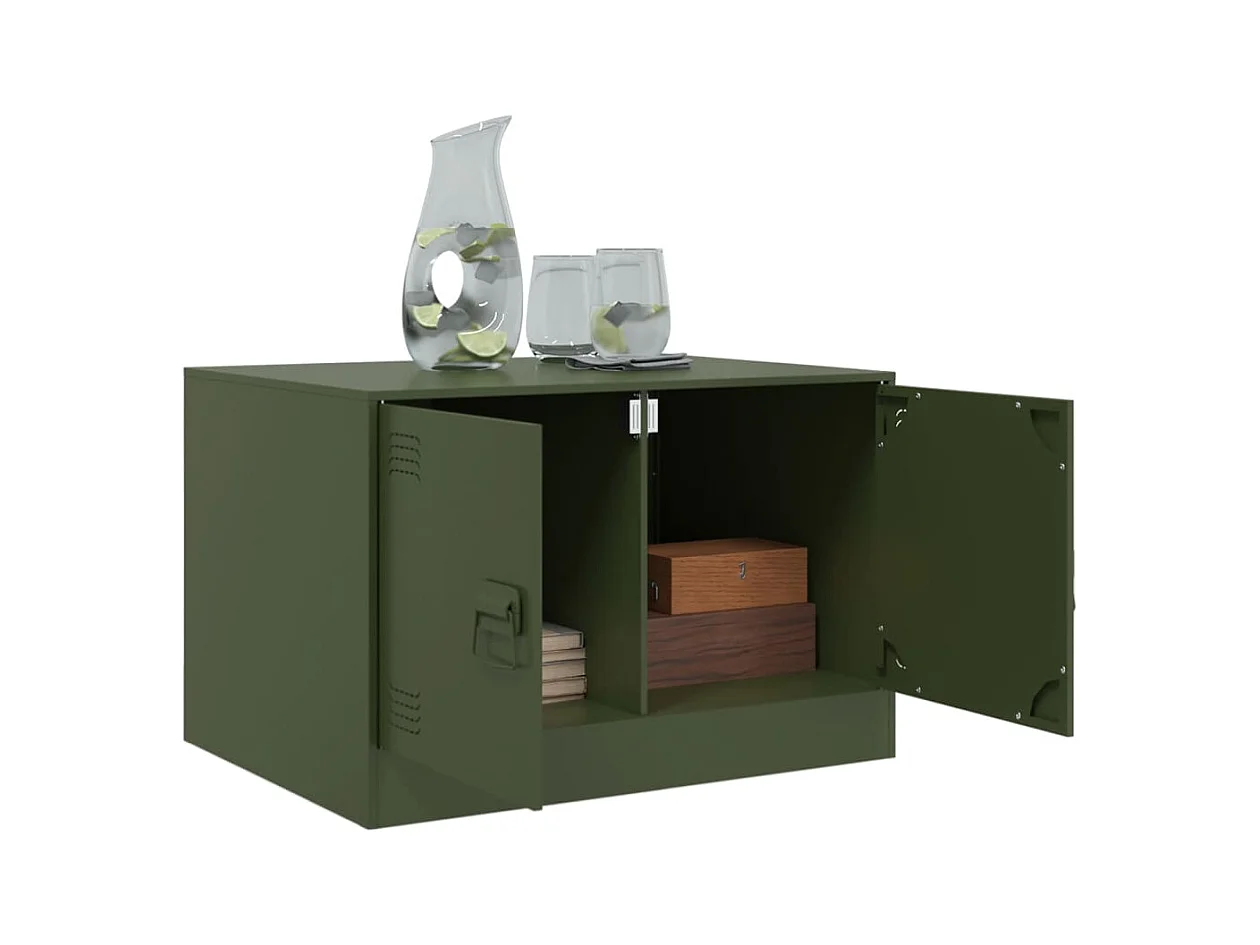 Salontafel 67x50x44 cm staal olijfgroen