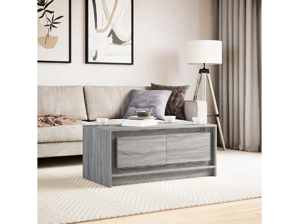 LED-Couchtisch Grau Sonoma Holzwerkstoff