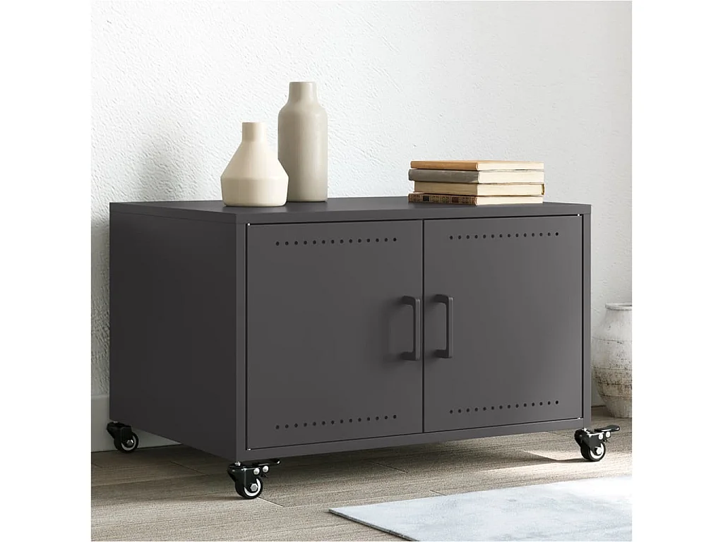 Tavolino da Salotto Nero 100,5x39x72 cm in Acciaio