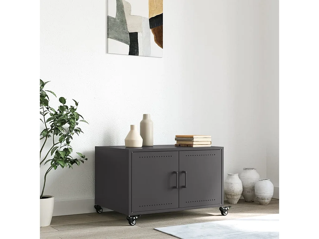 Tavolino da Salotto Nero 100,5x39x72 cm in Acciaio