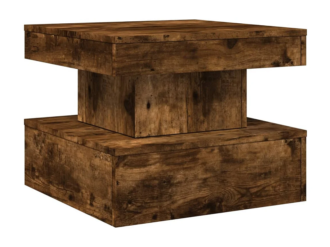 Table basse avec lumières LED chêne fumé 50x50x40 cm