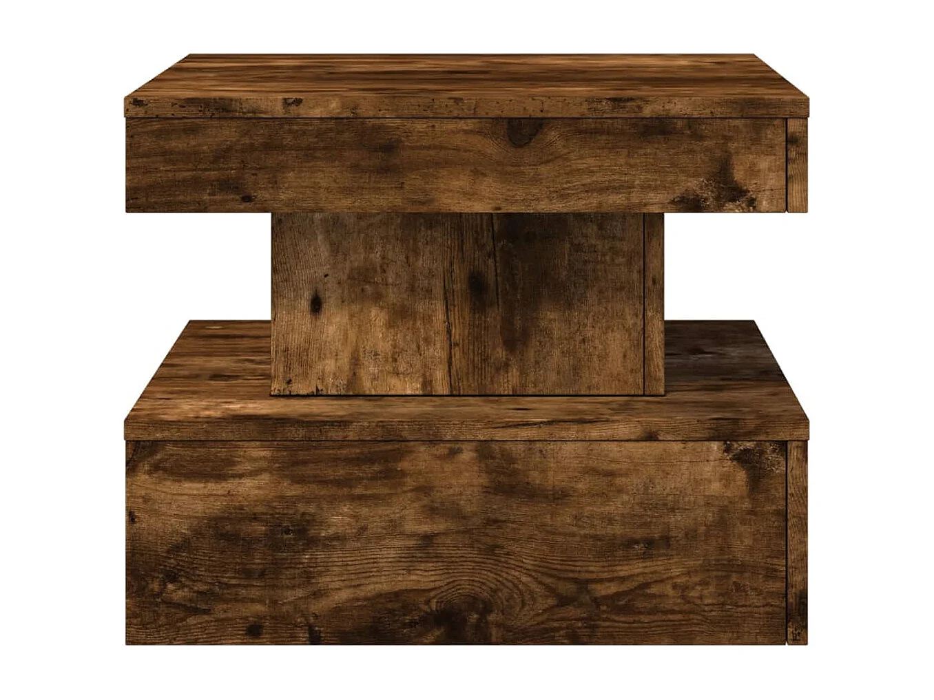 Table basse avec lumières LED chêne fumé 50x50x40 cm
