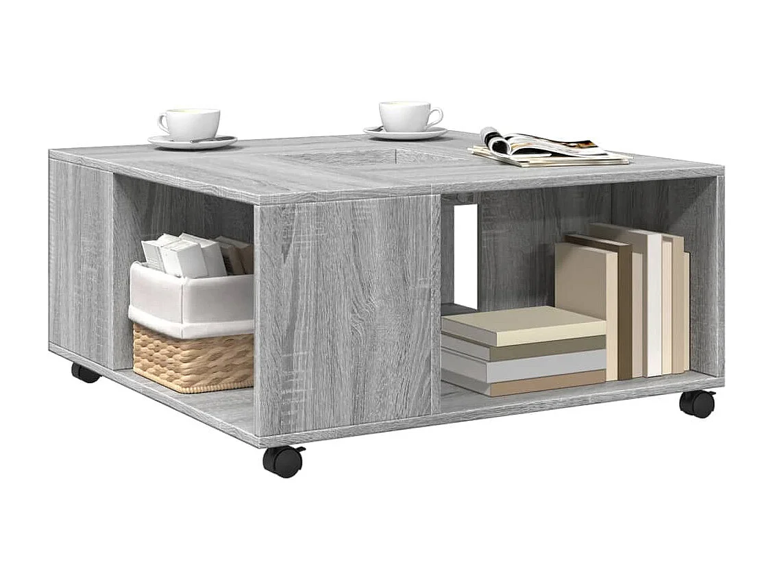 Table basse sonoma gris 80x80x40 cm bois d'ingénierie