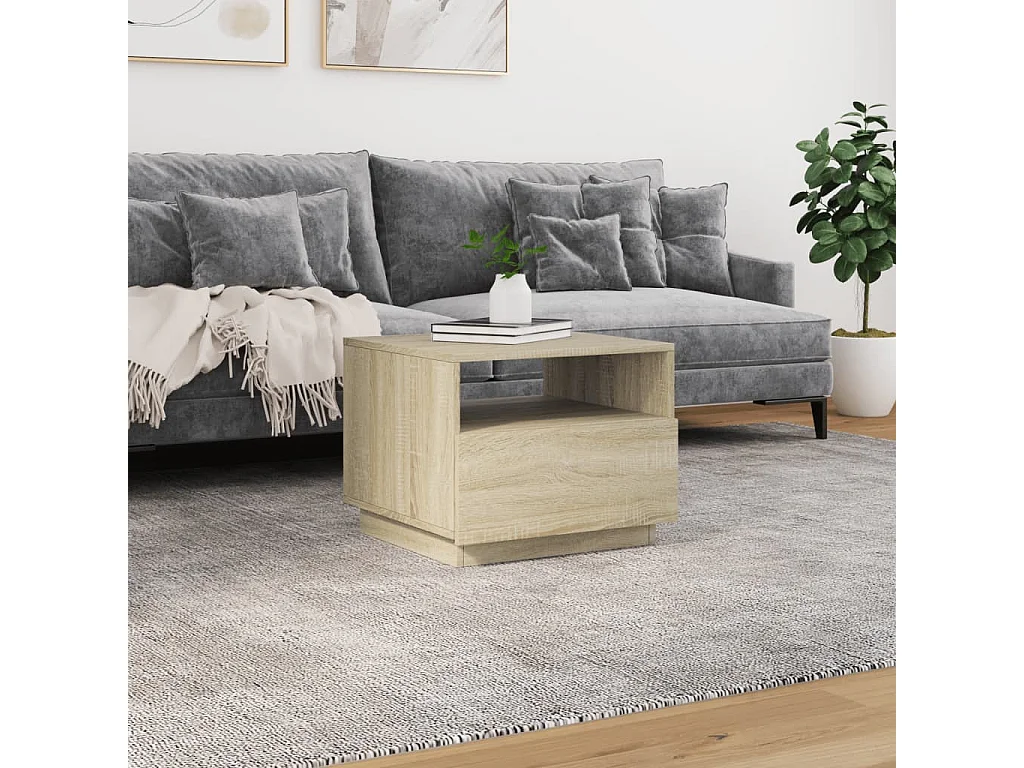 Couchtisch mit LED-Leuchten Sonoma-Eiche 50x49x40 cm