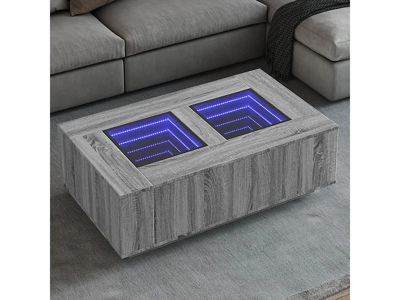 Mesa de centro con Infinity LED gris Sonoma 116x69x40 cm