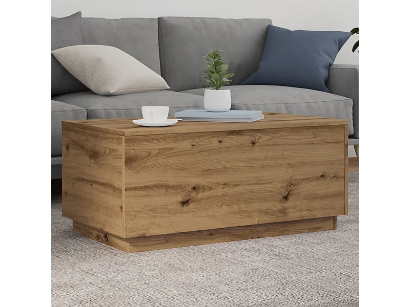 Couchtisch mit LED-Leuchten Artisan-Eiche 90x50x40 cm