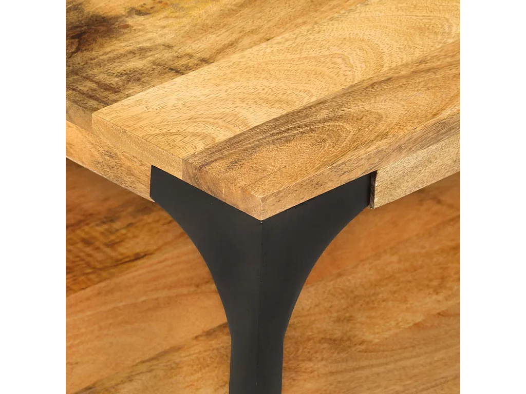 Tavolino 2 Livelli 100x55x38 cm Legno Massello Mango e Acciaio