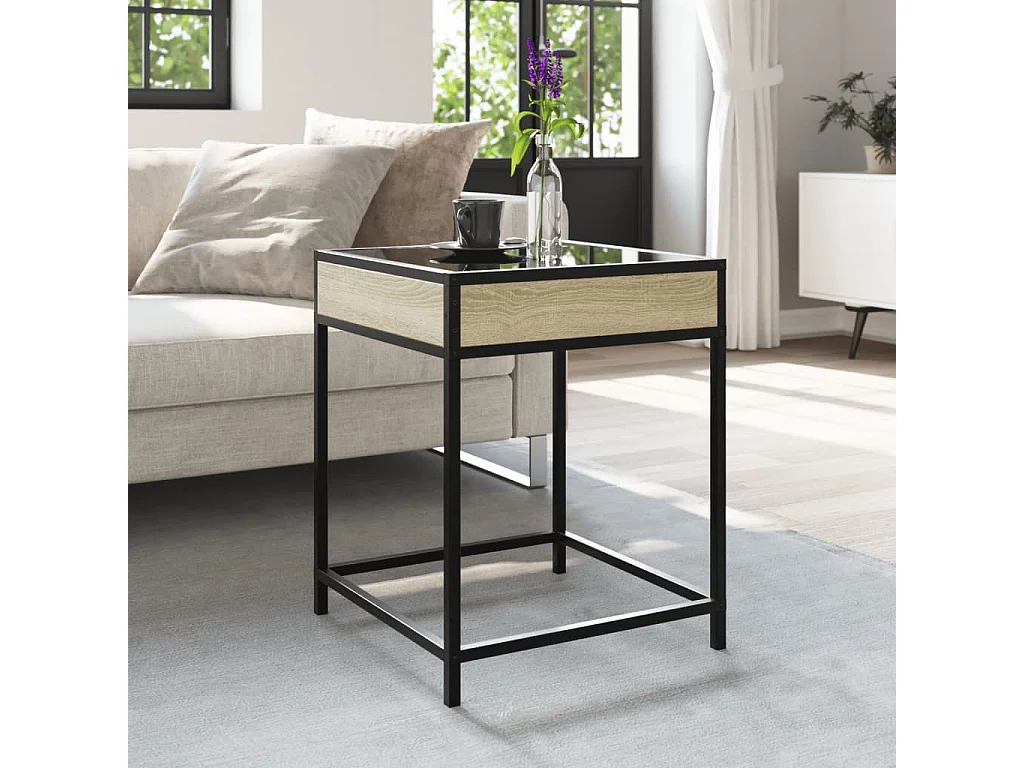 Table basse avec LED Infinity chêne sonoma 40x40x51 cm