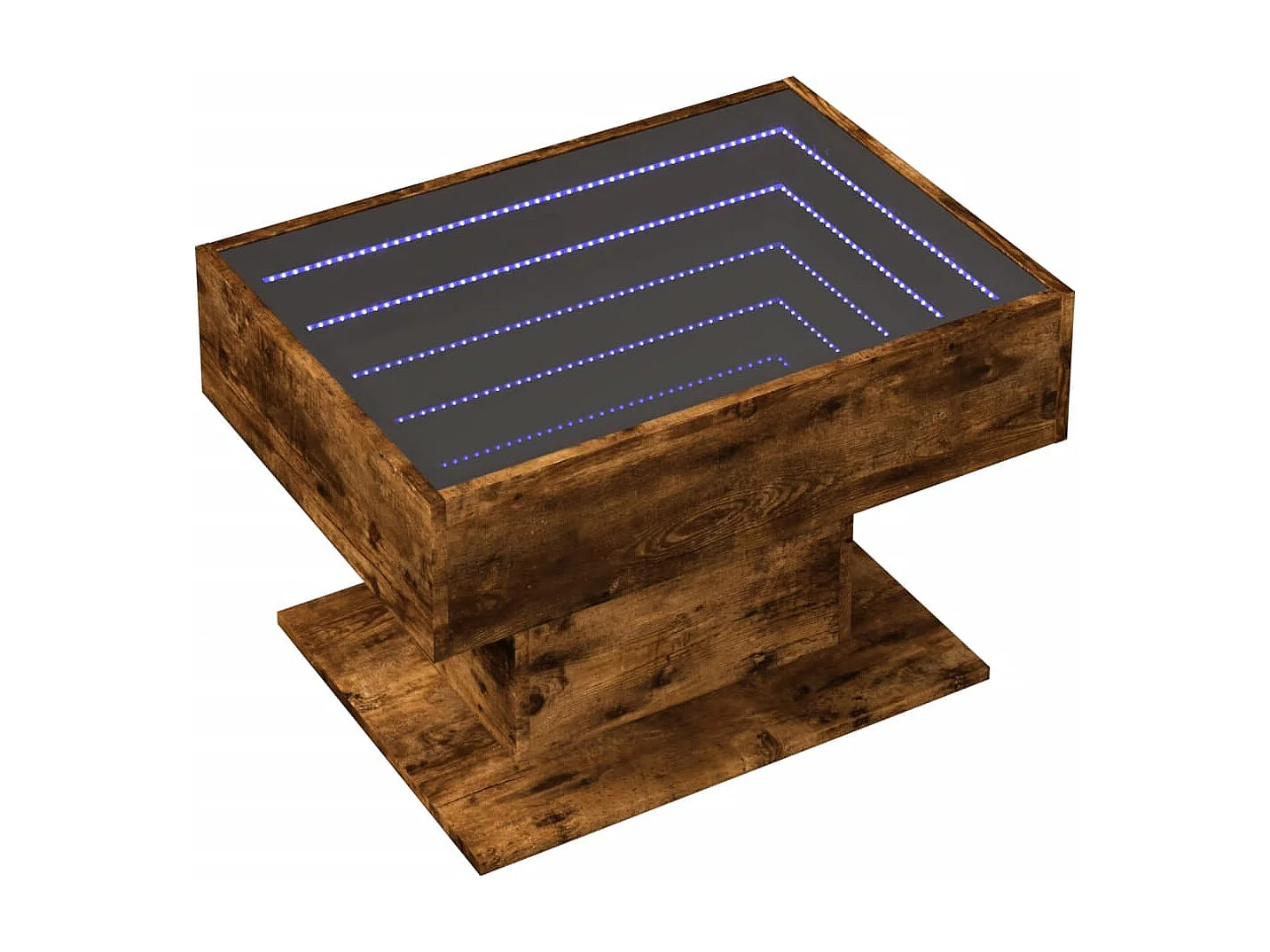 Table basse avec LED chêne fumé 70x50x45 cm bois d'ingénierie