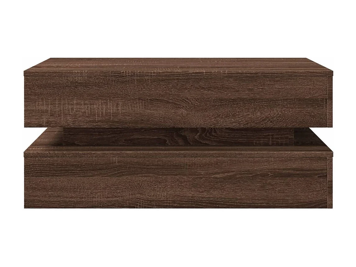 Tavolino da Soggiorno con Luci LED Rovere Marrone 90x50x40 cm
