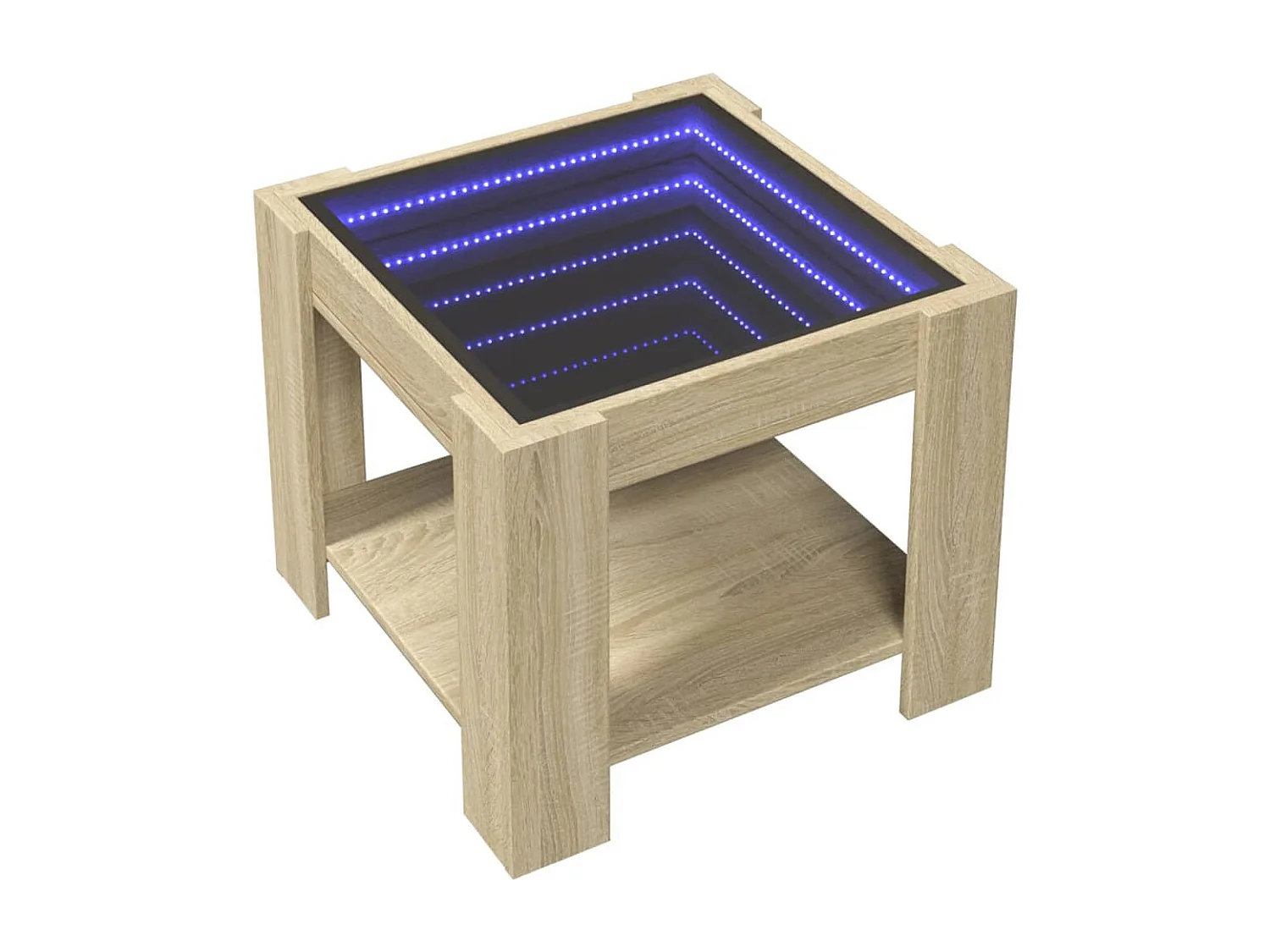 Mesa de centro y LED madera ingeniería roble Sonoma 53x53x45 cm