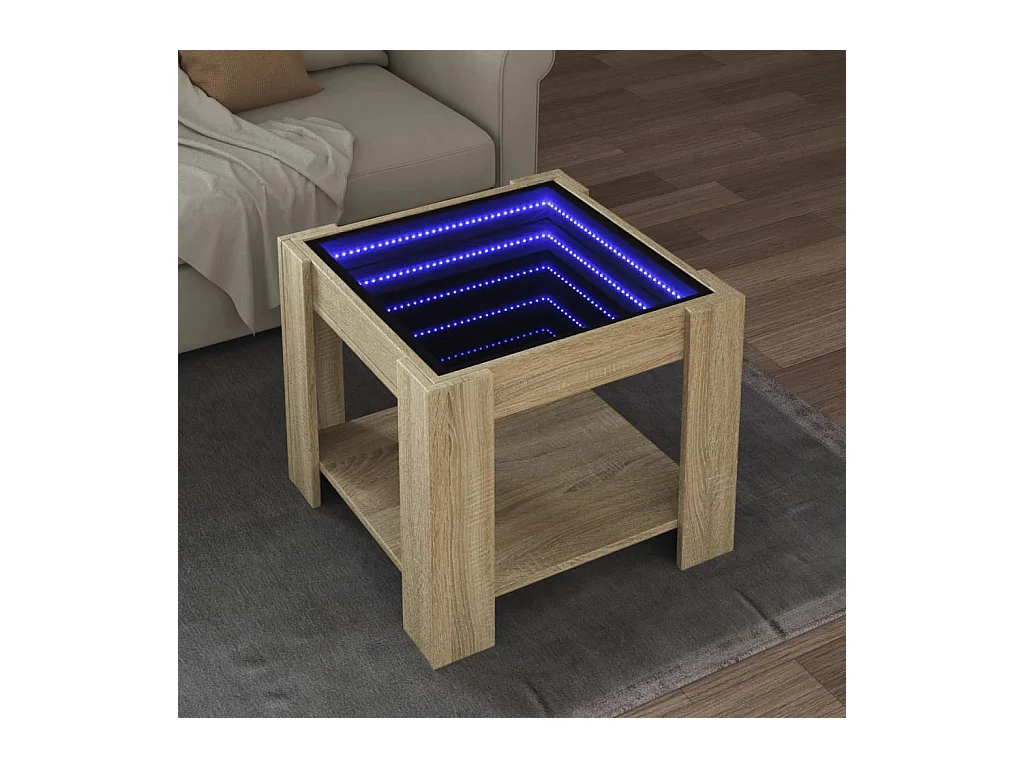 Table basse avec LED chêne sonoma 53x53x45 cm bois d'ingénierie