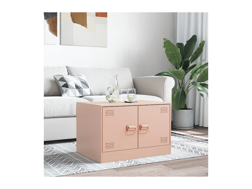 Table basse rose 67x50x44 cm acier