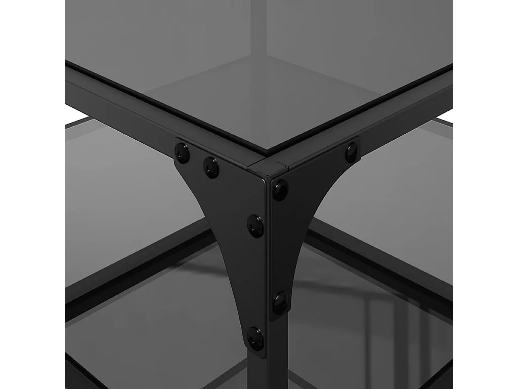 Mesa de centro superficie vidrio 2 uds acero negro 50x50x45 cm