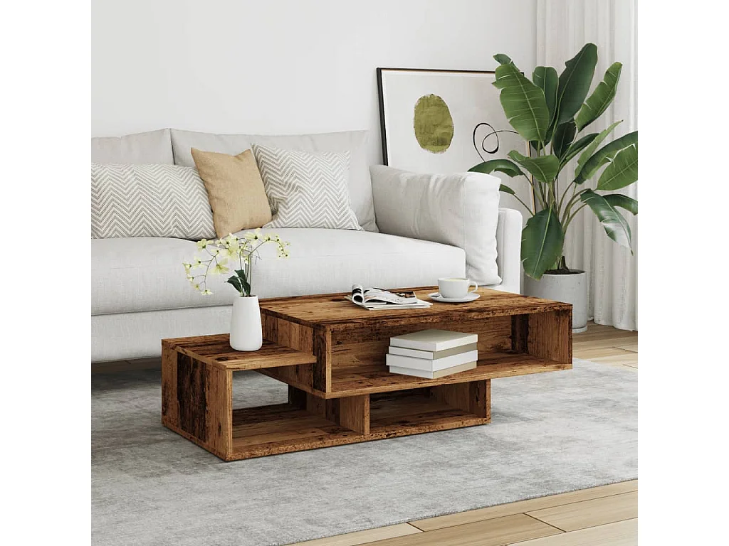 Table basse vieux bois 105x55x32 cm bois d'ingénierie