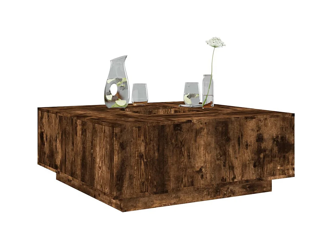 Salontafel 100x100x40 cm bewerkt hout gerookt eikenkleurig