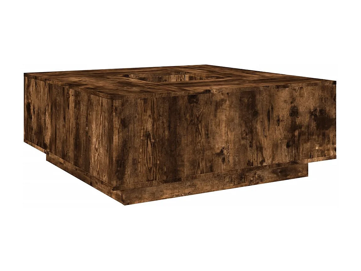 Table basse chêne fumé 100x100x40 cm bois d'ingénierie