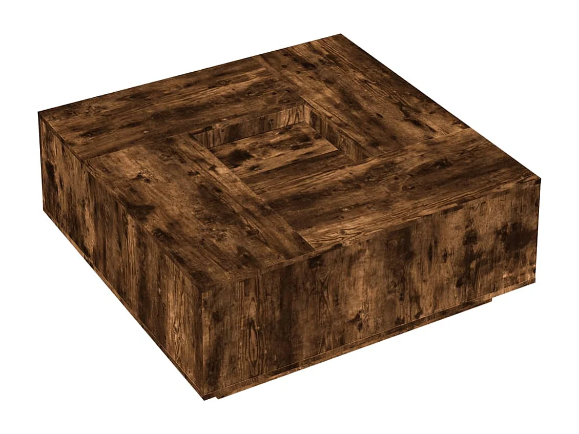Table basse chêne fumé 100x100x40 cm bois d'ingénierie