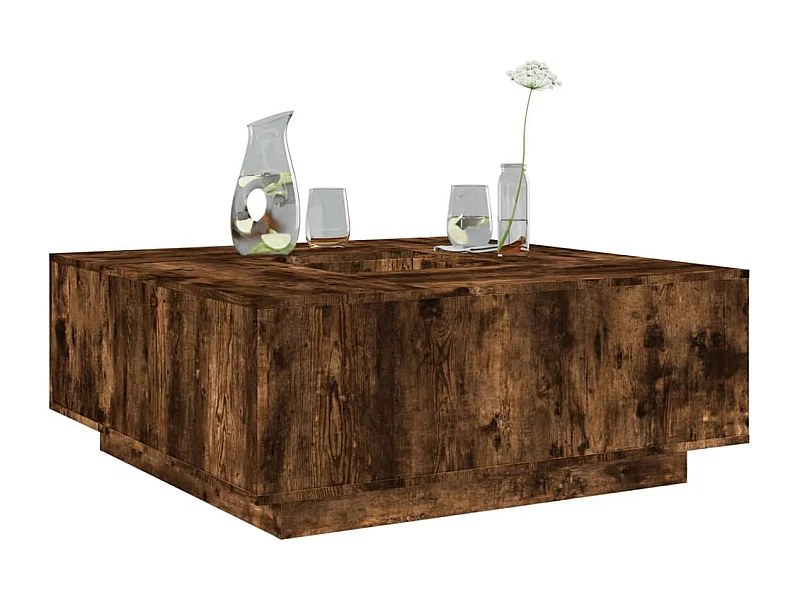 Tavolino da Salotto Rovere Fumo 100x100x40 cm Legno Multistrato