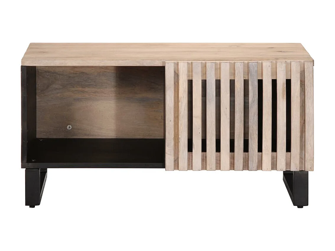 Mesa de centro de madera maciza de mango blanca 80x51x40 cm