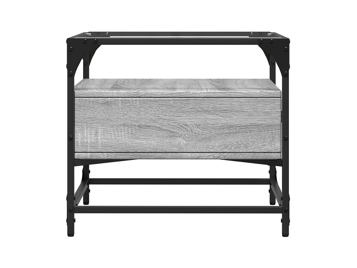 Salontafel met glazen blad 50x50x45 cm staal