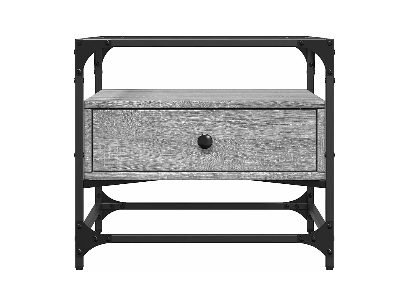 Salontafel met glazen blad 50x50x45 cm staal