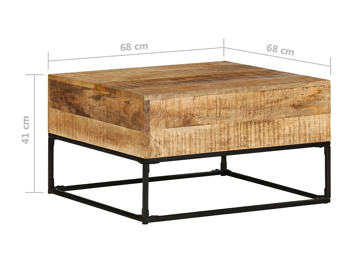 Couchtisch 68x68x41 cm Raues Mangoholz