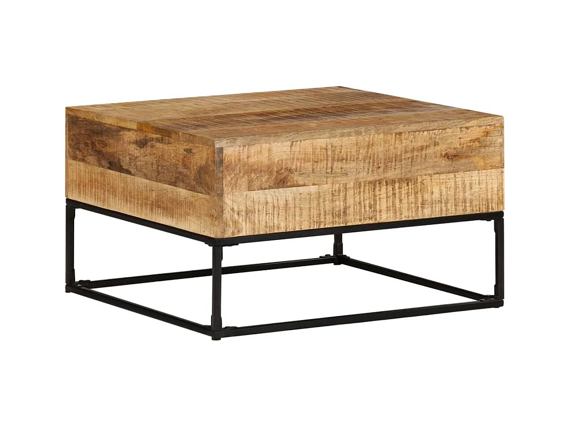 Tavolino da Salotto 68x68x41 cm in Legno di Mango Grezzo