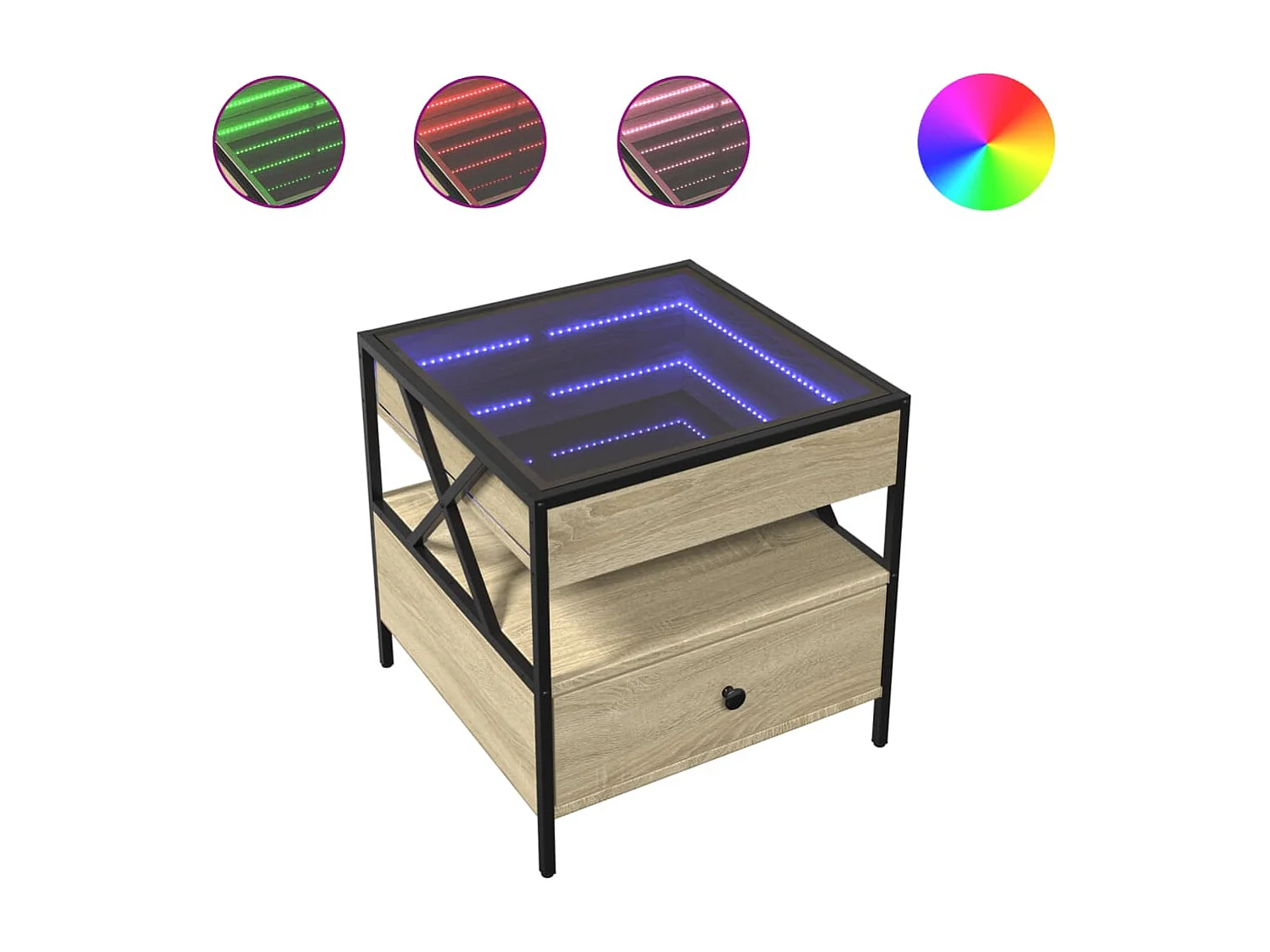 Mesa de centro luzes LED Infinity 50x50x51 cm carvalho sonoma