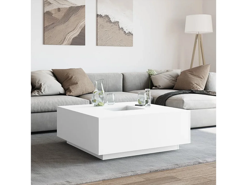 Tavolino da Salotto Bianco 100x100x40 cm in Legno Multistrato