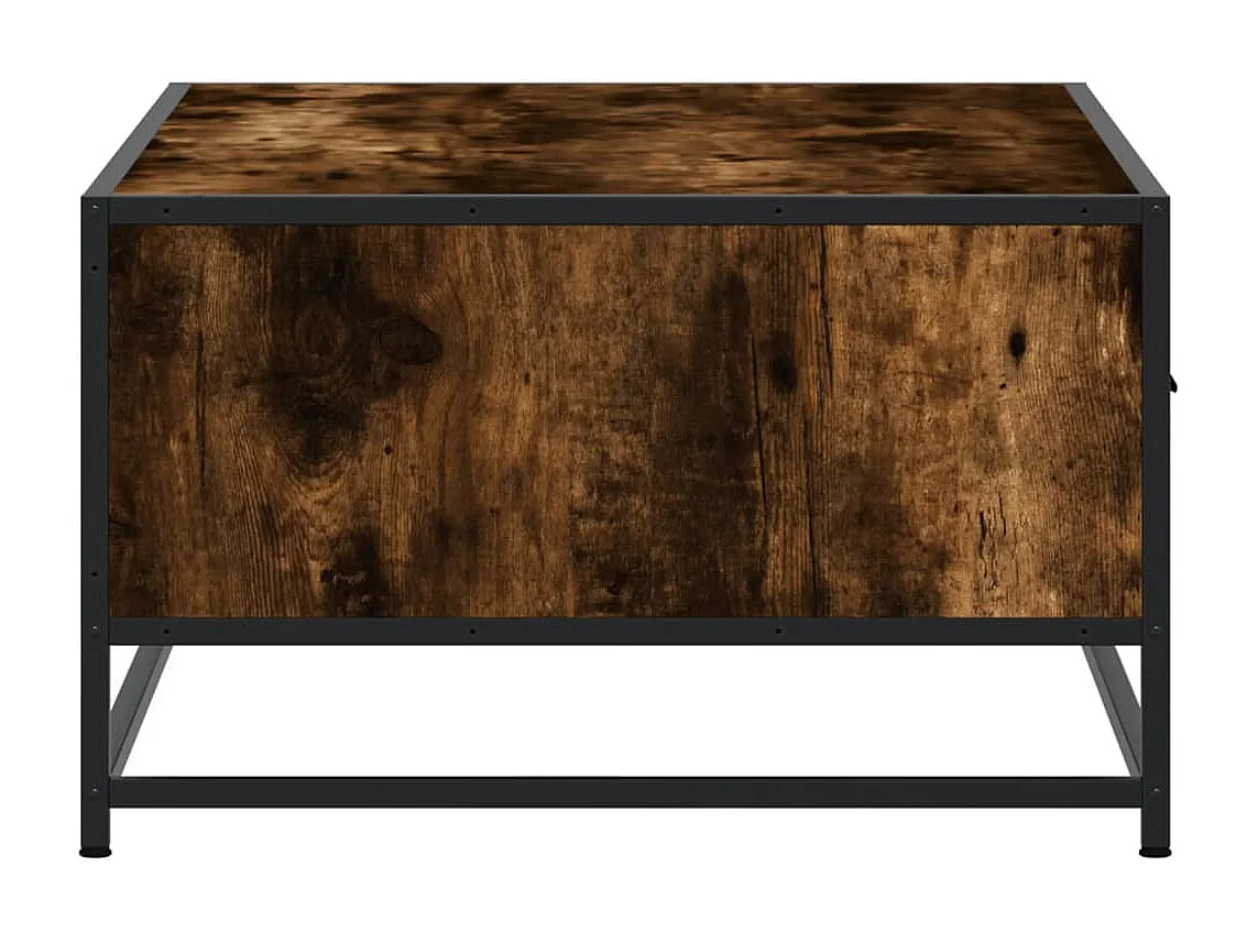 Mesa de centro madera ingeniería metal roble humo 90x57x35 cm