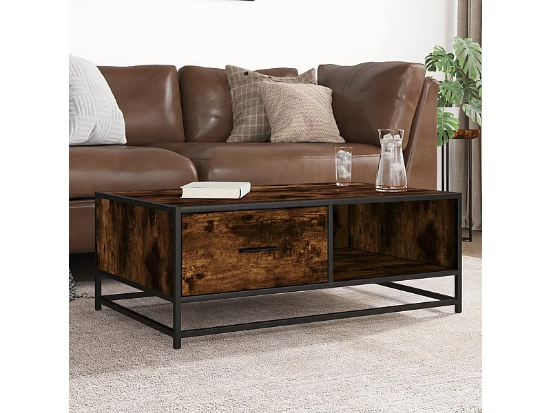 Couchtisch Räuchereiche 90x57x35 cm Holzwerkstoff und Metall