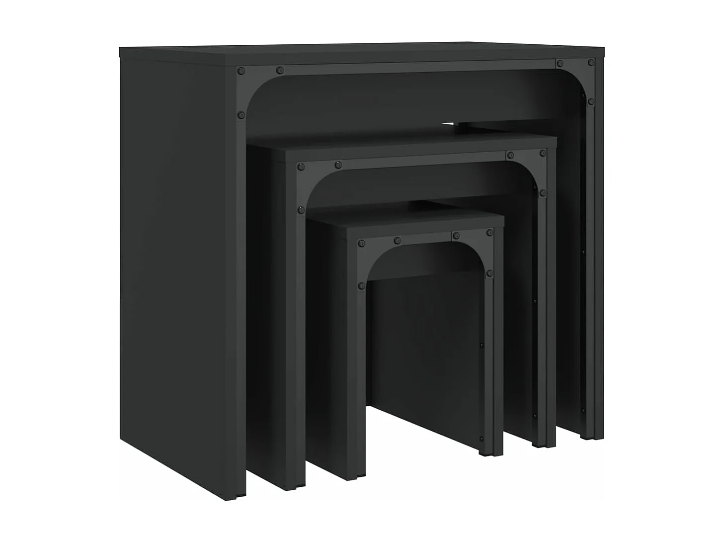 Tables basses gigognes 3 pcs noir bois d'ingénierie