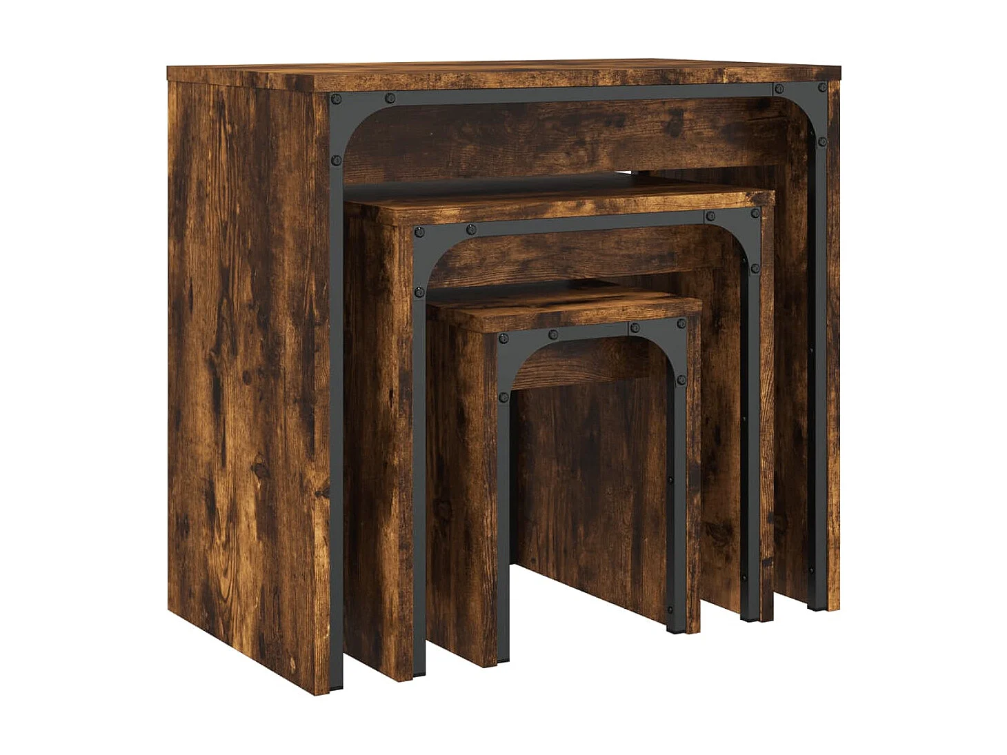 Tables basses gigognes 3 pcs chêne fumé bois d'ingénierie