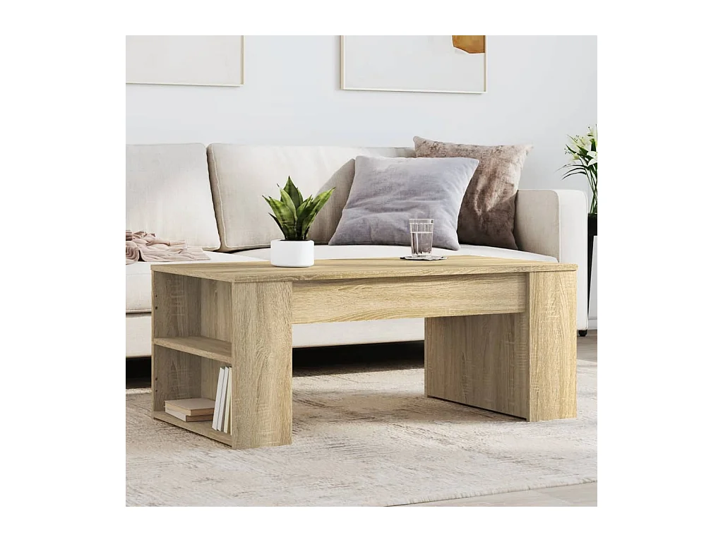 Table basse chêne sonoma 102x55x42 cm bois d'ingénierie