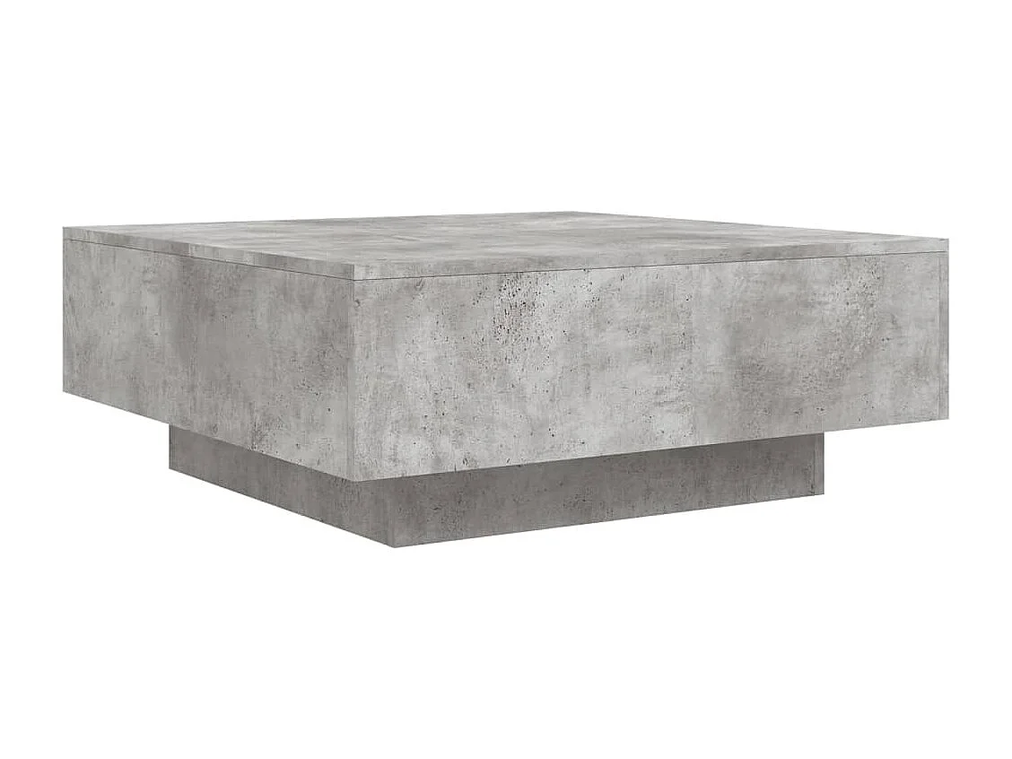 Table basse avec lumières LED gris béton 80x80x31 cm