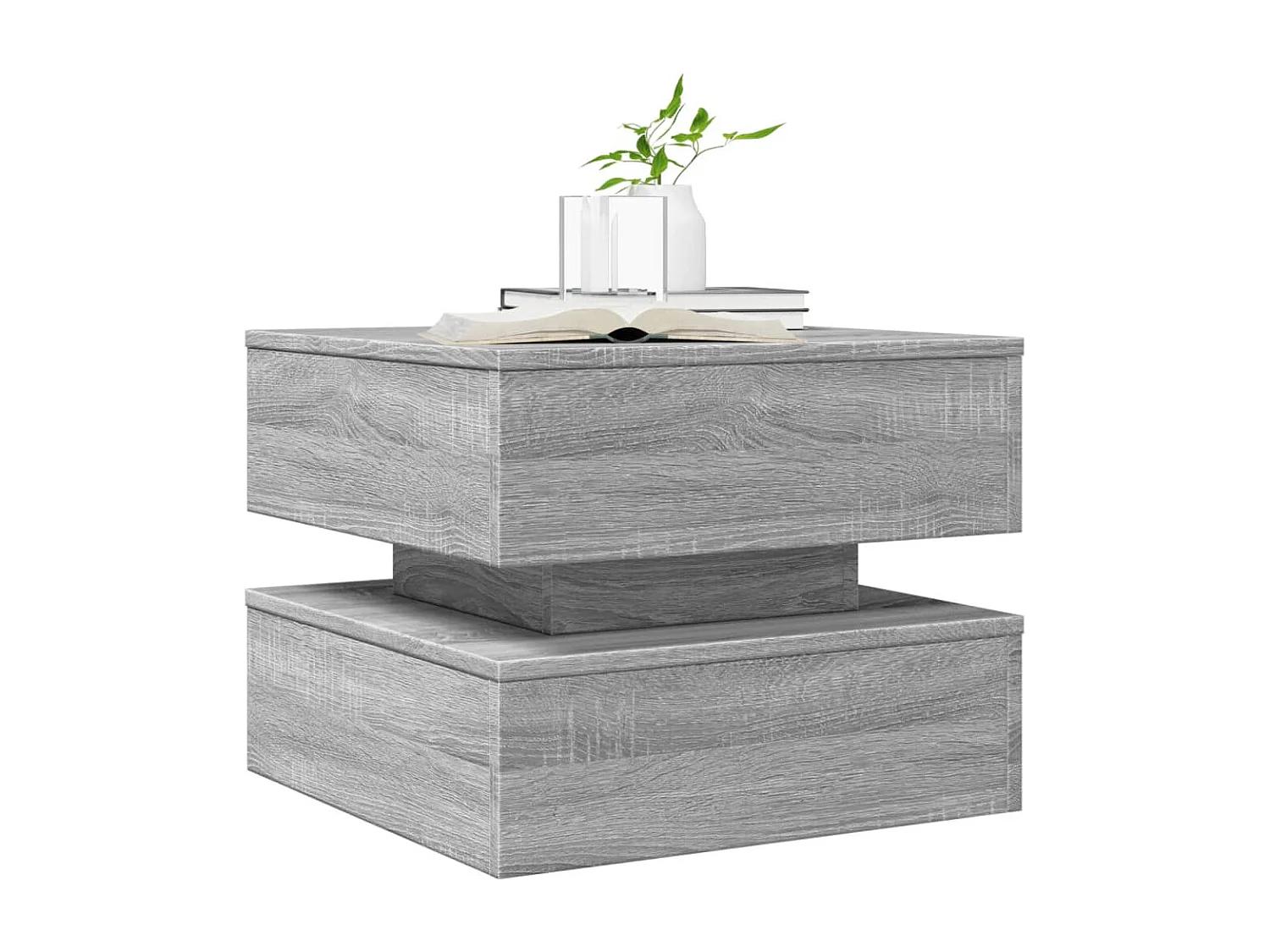 Tavolino da Salotto con Luci LED Grigio Sonoma 50x50x40 cm